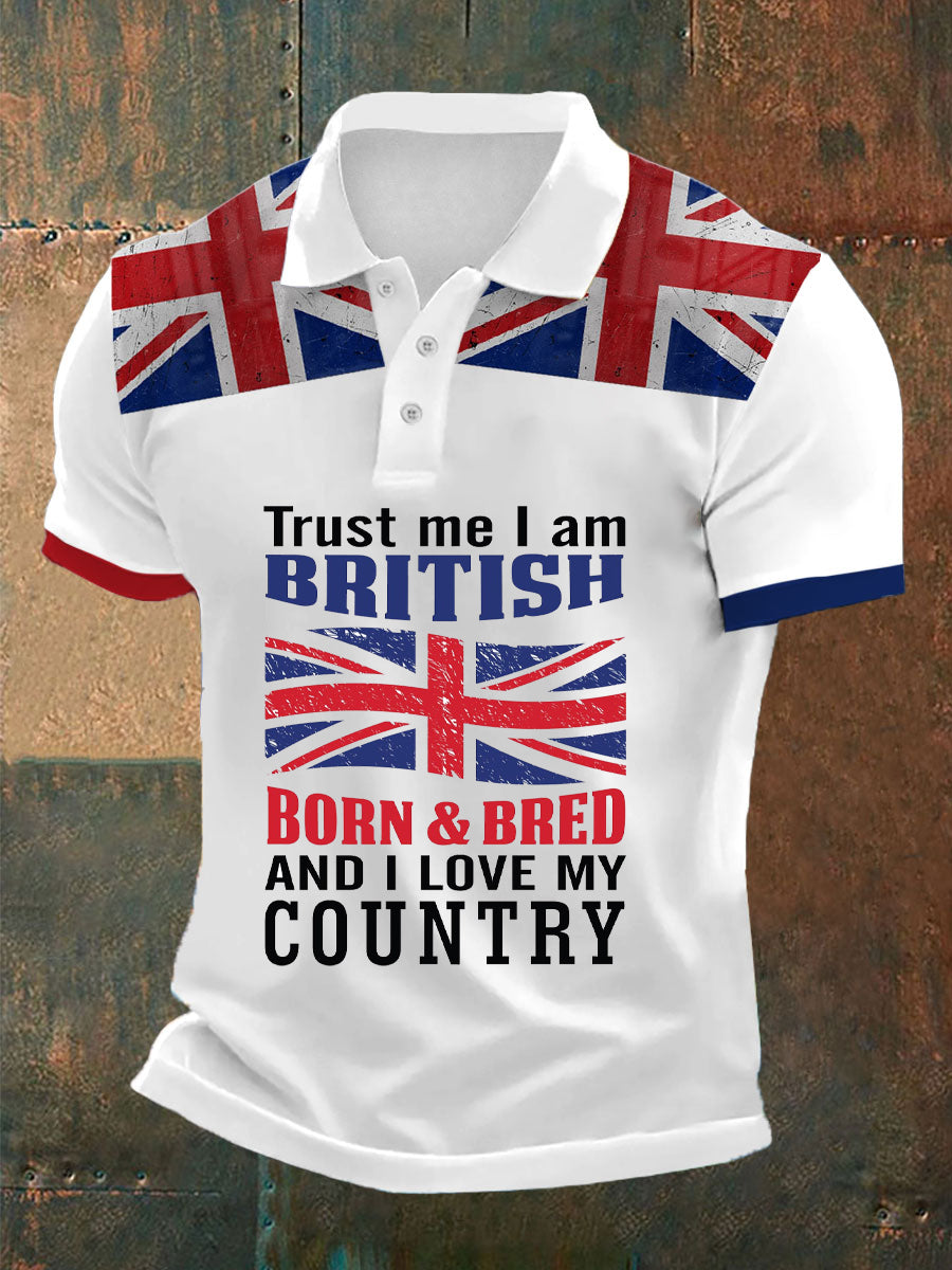 Men's Retro British Culture And Art Print Casual Short-Sleeved Polo Shirt