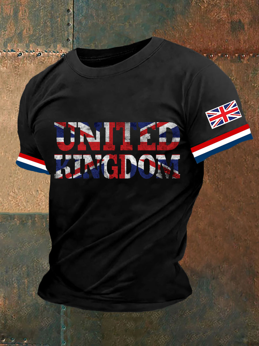 Men's Retro British Culture And Art Print Casual Short-Sleeved T-Shirt