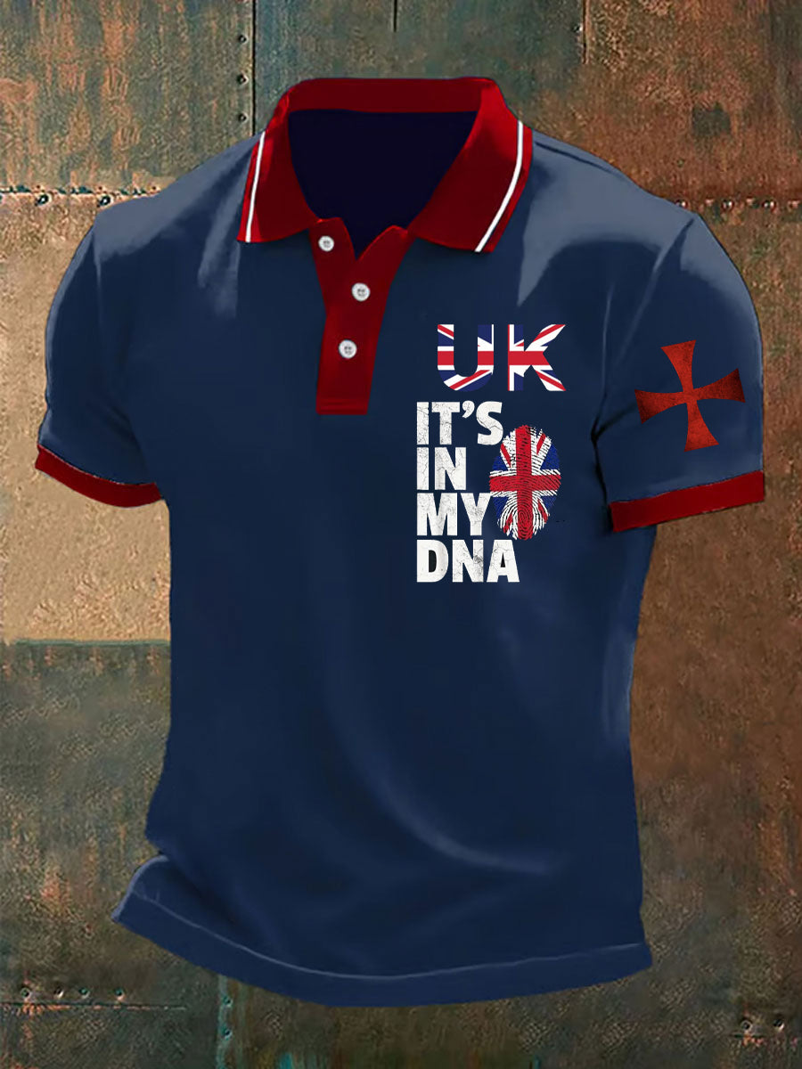 Men's Retro British Culture And Art Print Casual Short-Sleeved Polo Shirt