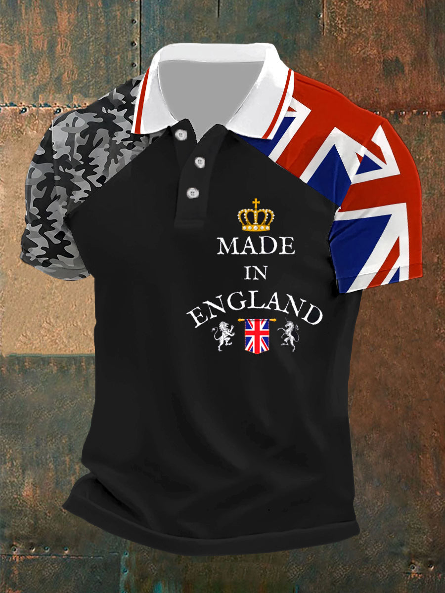 Men's Retro British Culture And Art Print Casual Short-Sleeved Polo Shirt