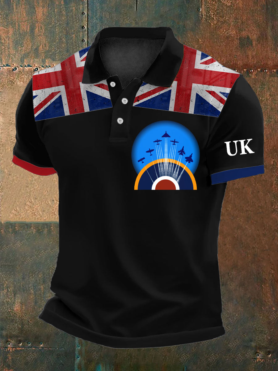 Men's Retro British Air Force Culture And Art Pattern Casual Polo Shirt