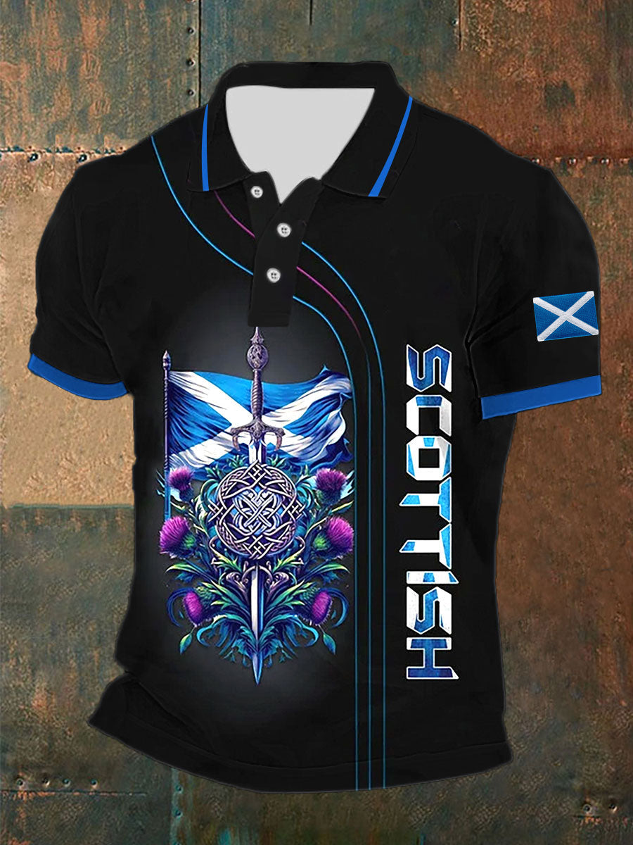 Men's Scottish Flag Printed Short Sleeve Top