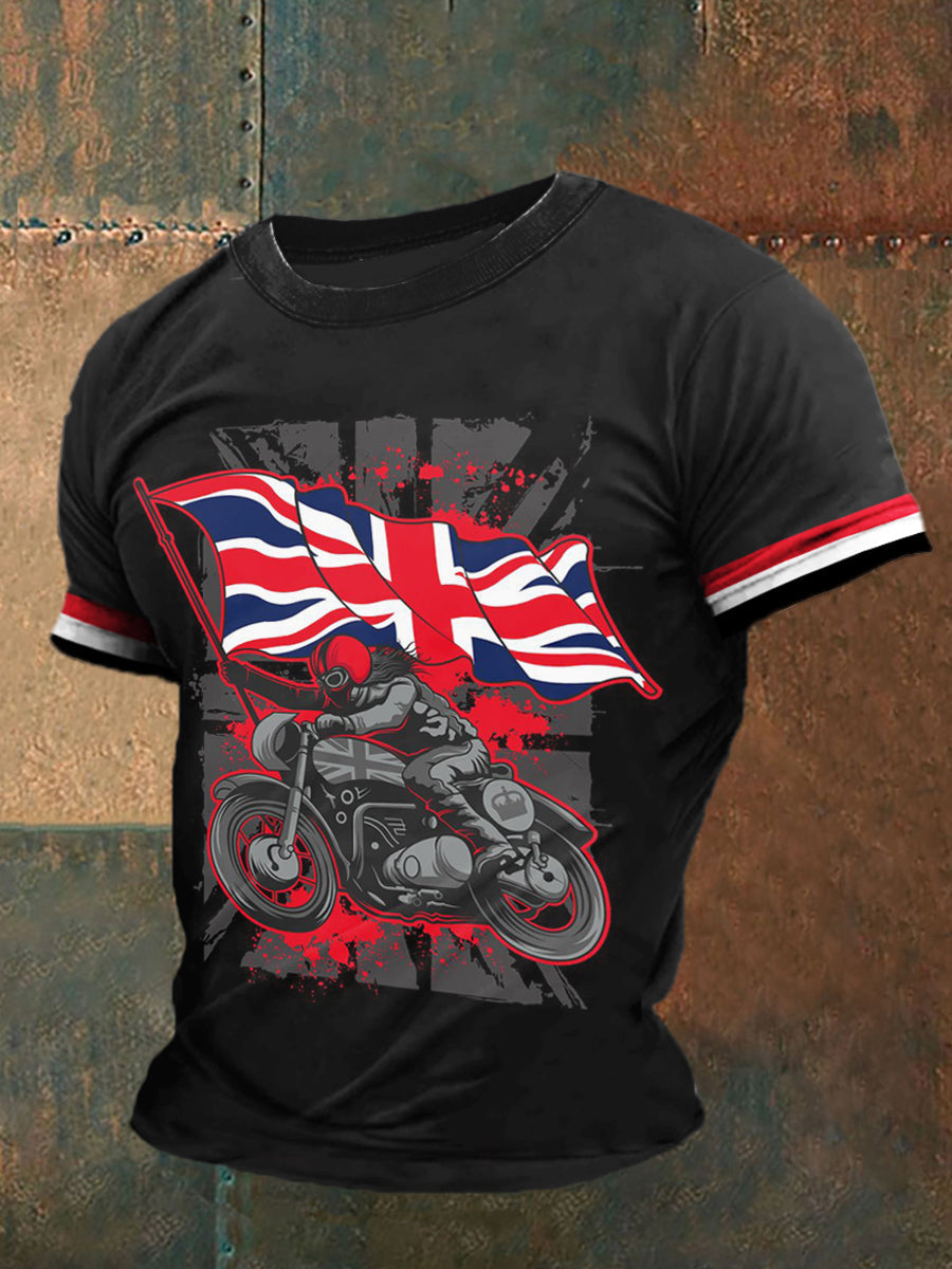 British Locomotive Printed Vintage Fashion Loose Short Sleeve T-Shirt