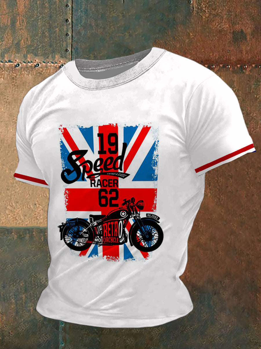 British Locomotive Printed Vintage Fashion Loose Short Sleeve T-Shirt