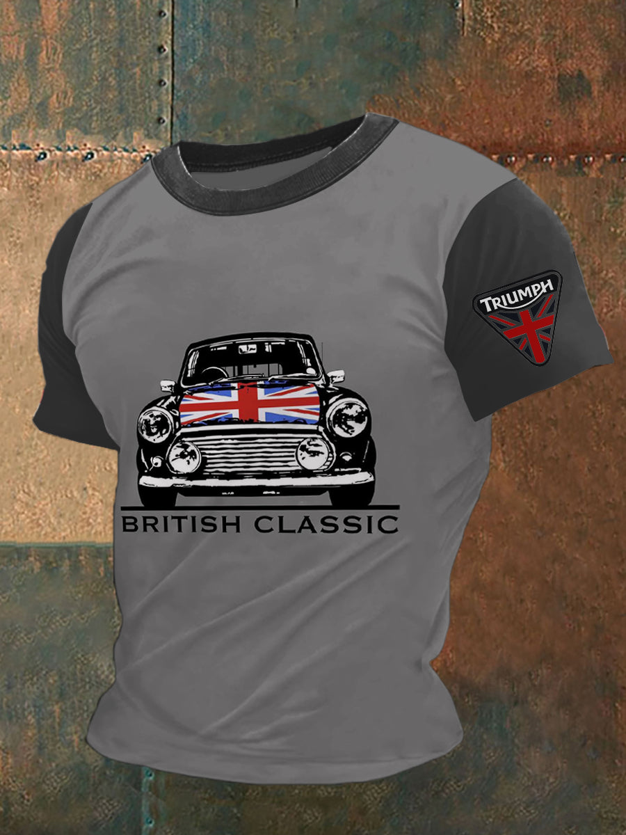 British Car Printed Vintage Fashion Loose Short Sleeve T-Shirt