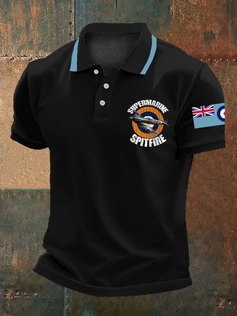 Men's Vintage RAF WW2 Aircraft Spitfire Lancaster Typhoon Hurricane Mosquito Casual Tee