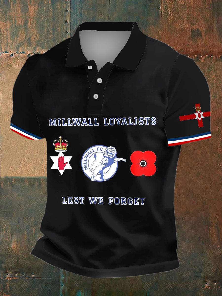 Men's Northern Ireland Print Polo Neck Plunger Short Sleeve T-Shirt