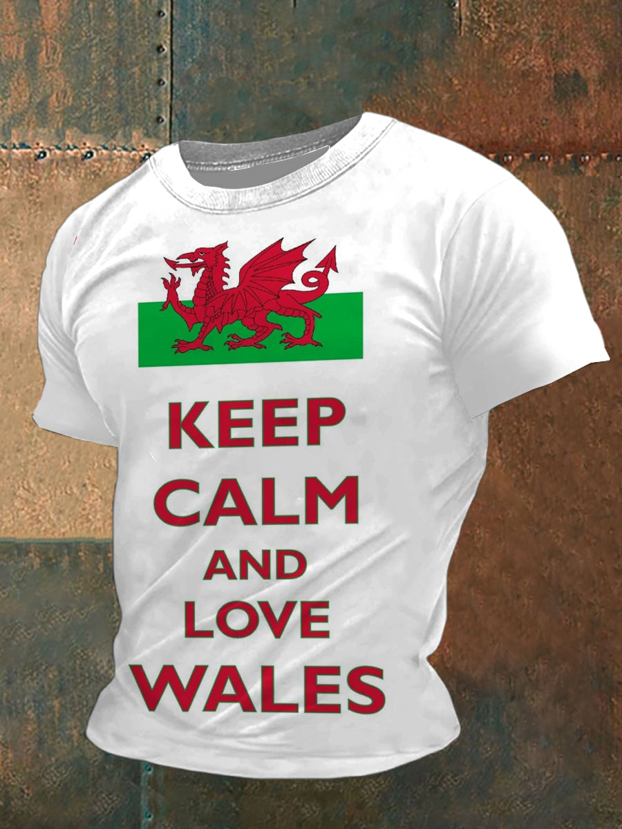 Wales Printed Vintage Fashion Loose Short Sleeve T-Shirt