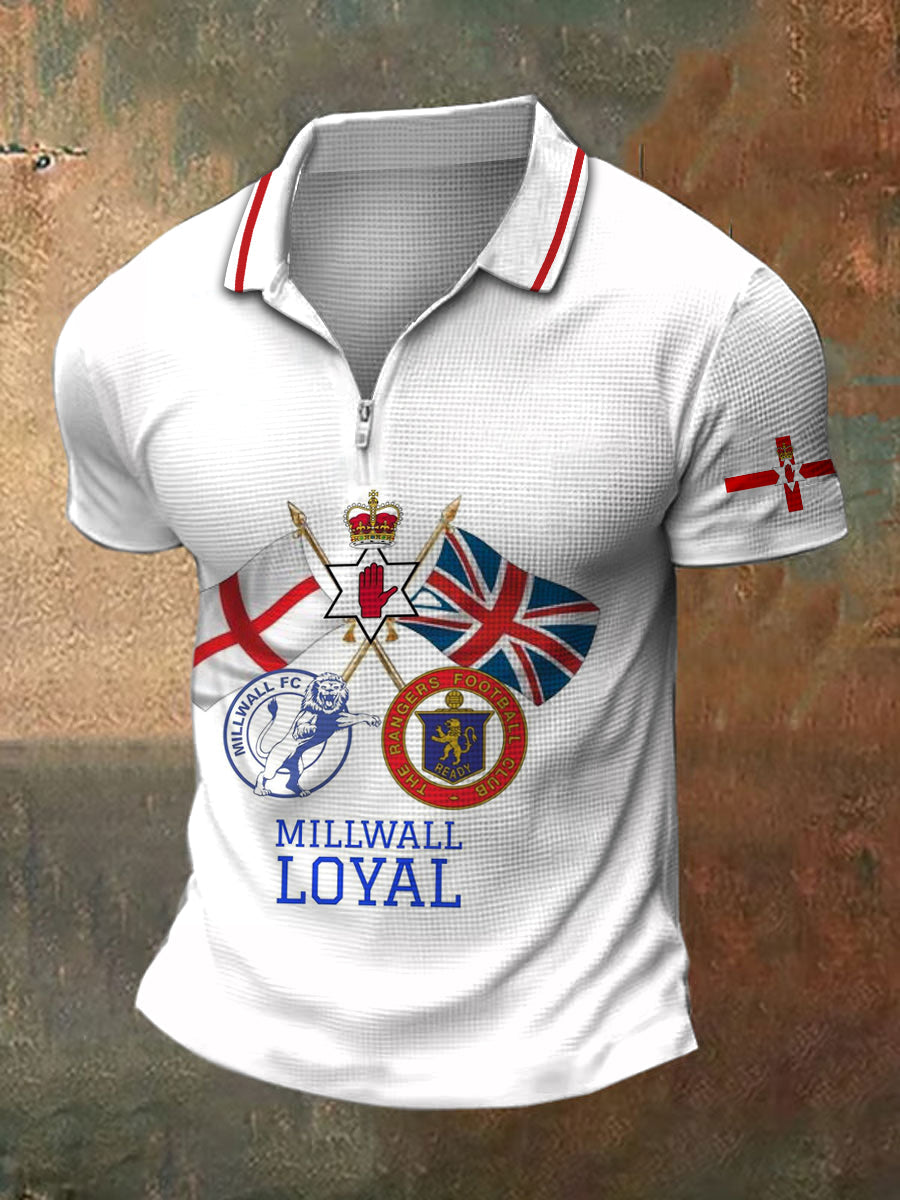 Men's Northern Ireland Print Polo Neck Plunger Short Sleeve T-Shirt
