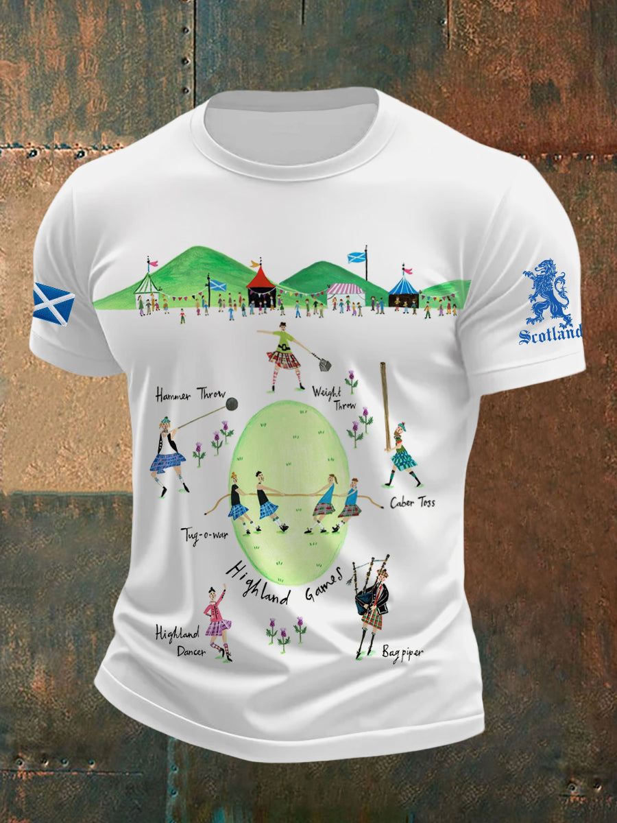 Men's Funny Scotland Highland Games Short Sleeves T-shirt