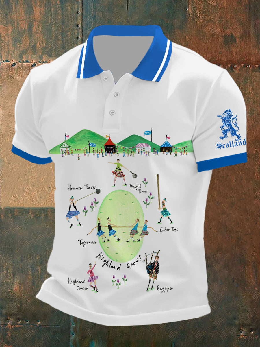 Men's Funny Scotland Highland Games Short Sleeves Top