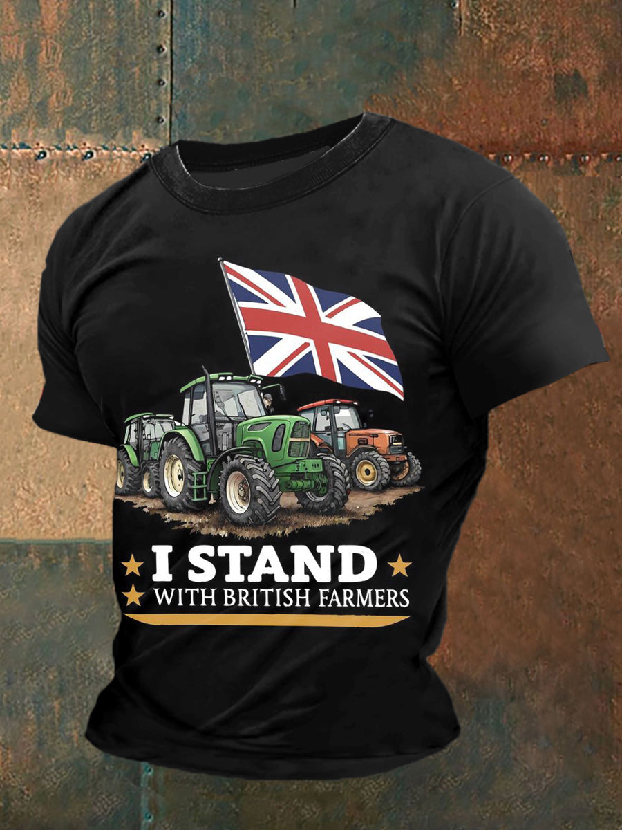 British Agriculture Printed Vintage Fashion Loose Short Sleeve T-Shirt