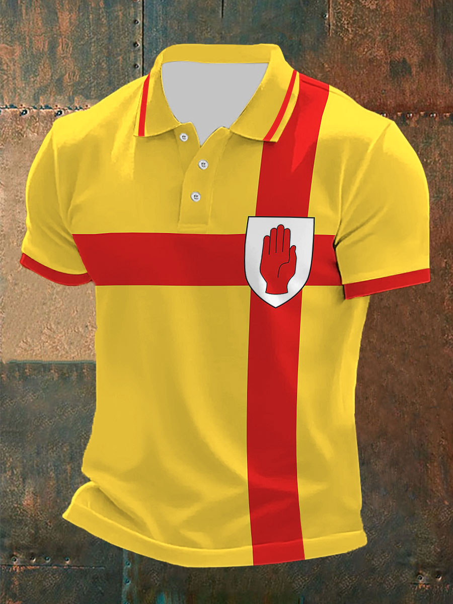 Men's Ulster Print Casual Button T-Shirt
