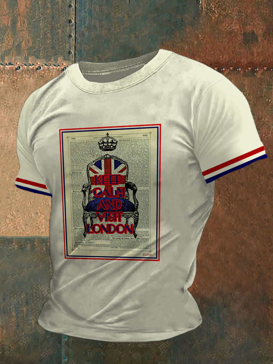 Keep Clam Printed Vintage Fashion Loose Short Sleeve T-Shirt