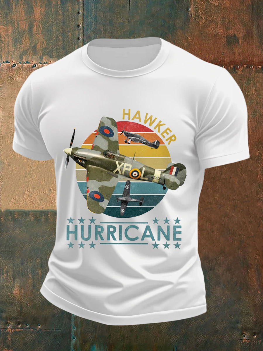 Men's Vintage Hawker Hurricane Print Casual Tee