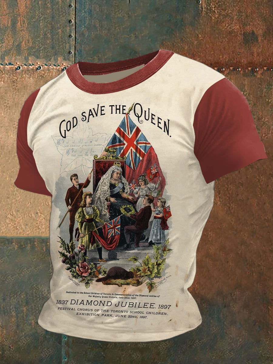 Vintage British Flag Printed Vintage Fashion Loose Short Sleeve T-Shirt