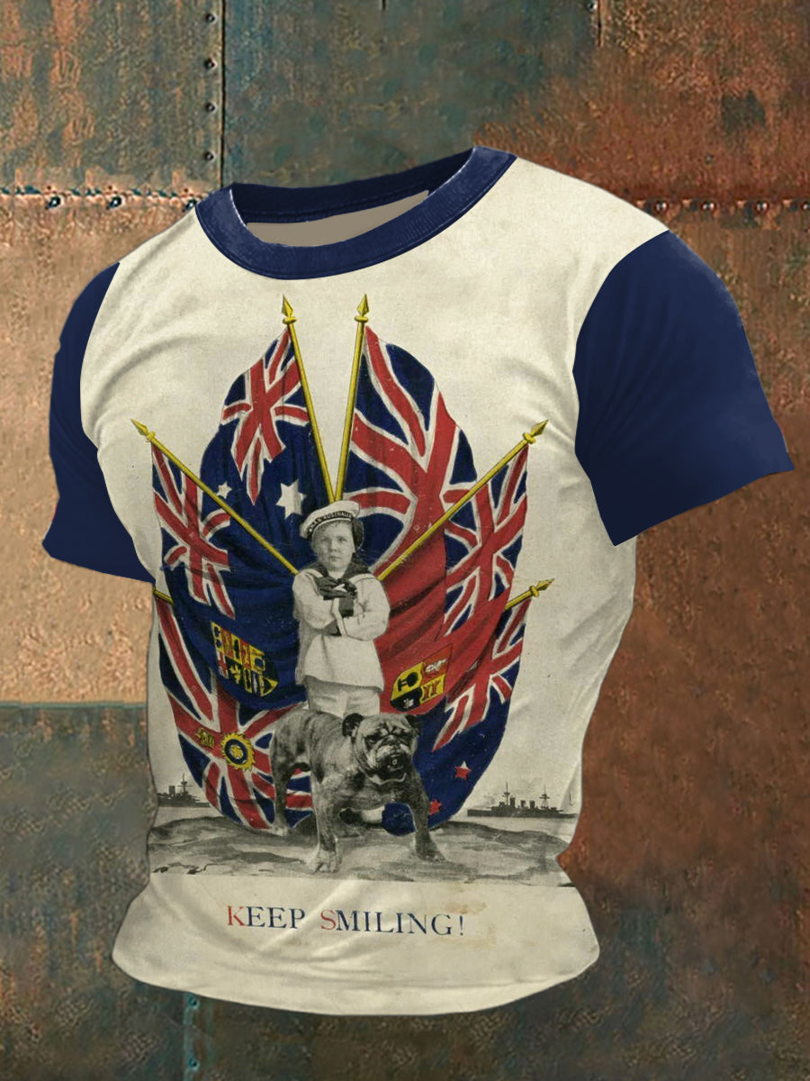 Vintage British Flag Printed Vintage Fashion Loose Short Sleeve T-Shirt