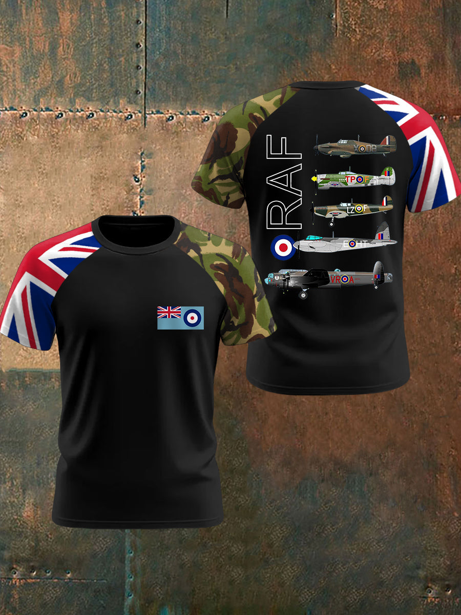 Men's Vintage Spitfire Lancaster Typhoon Hurricane Mosquito Print Casual Tee