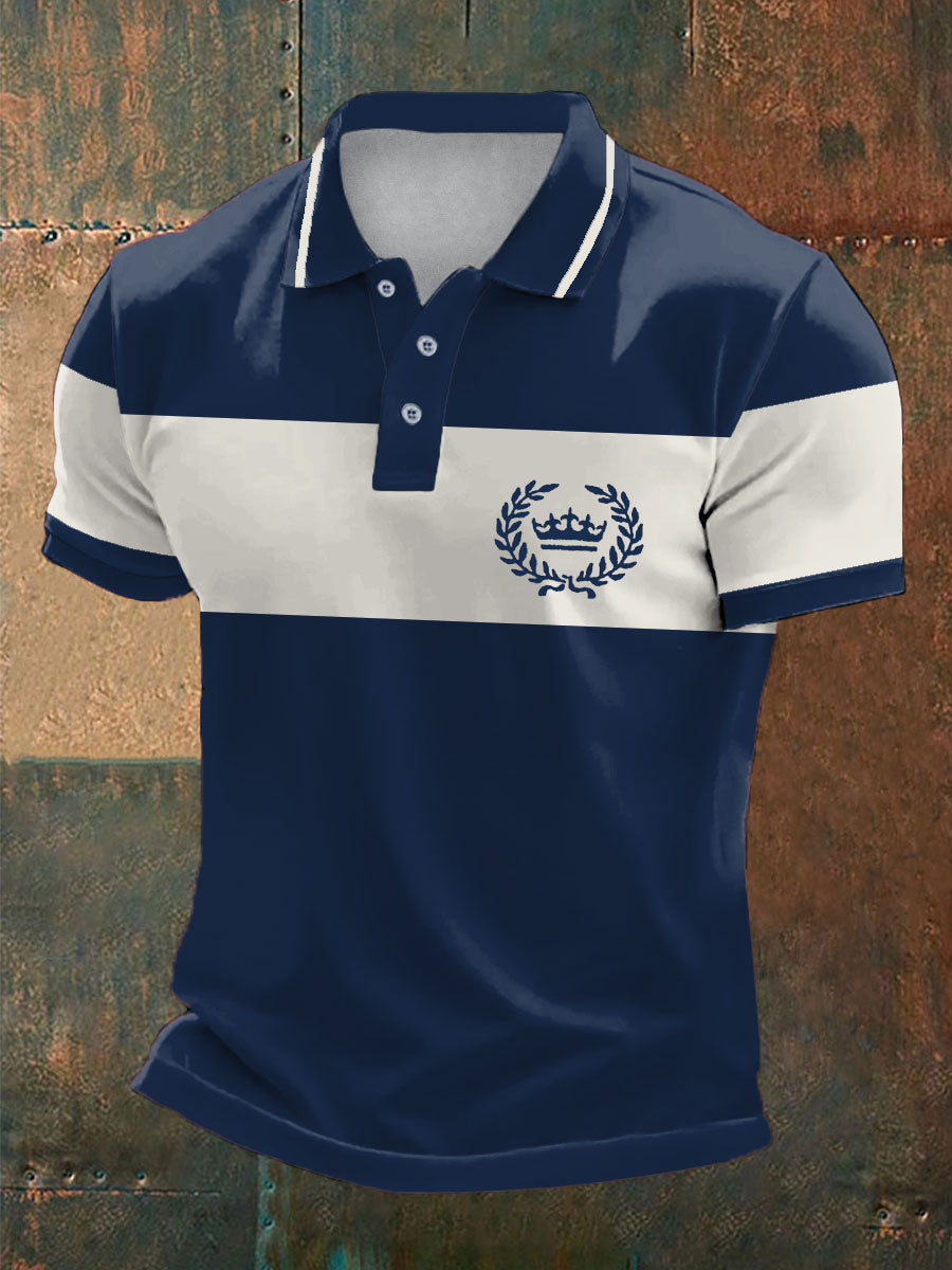 Men's Navy Veteran Printed Casual Tops