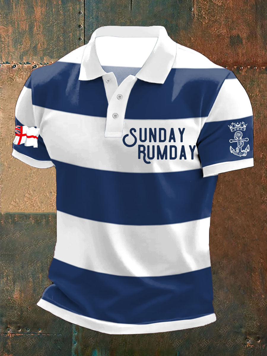 Men's Navy Veteran Rum Lover Printed Casual Tops