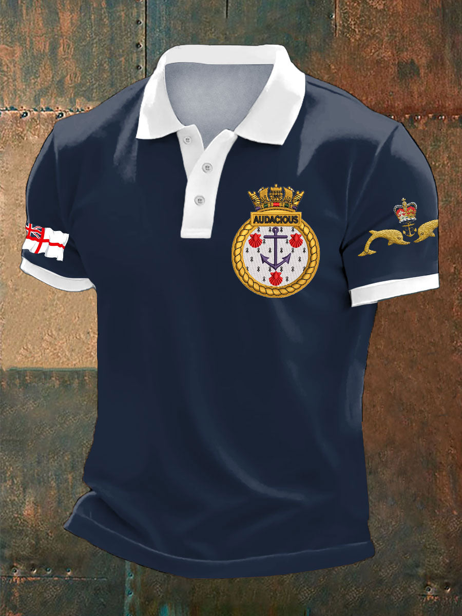 Men's Navy Veteran Submarine Printed Casual Tops