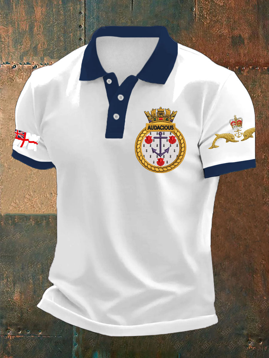 Men's Navy Veteran Submarine Printed Casual Tops