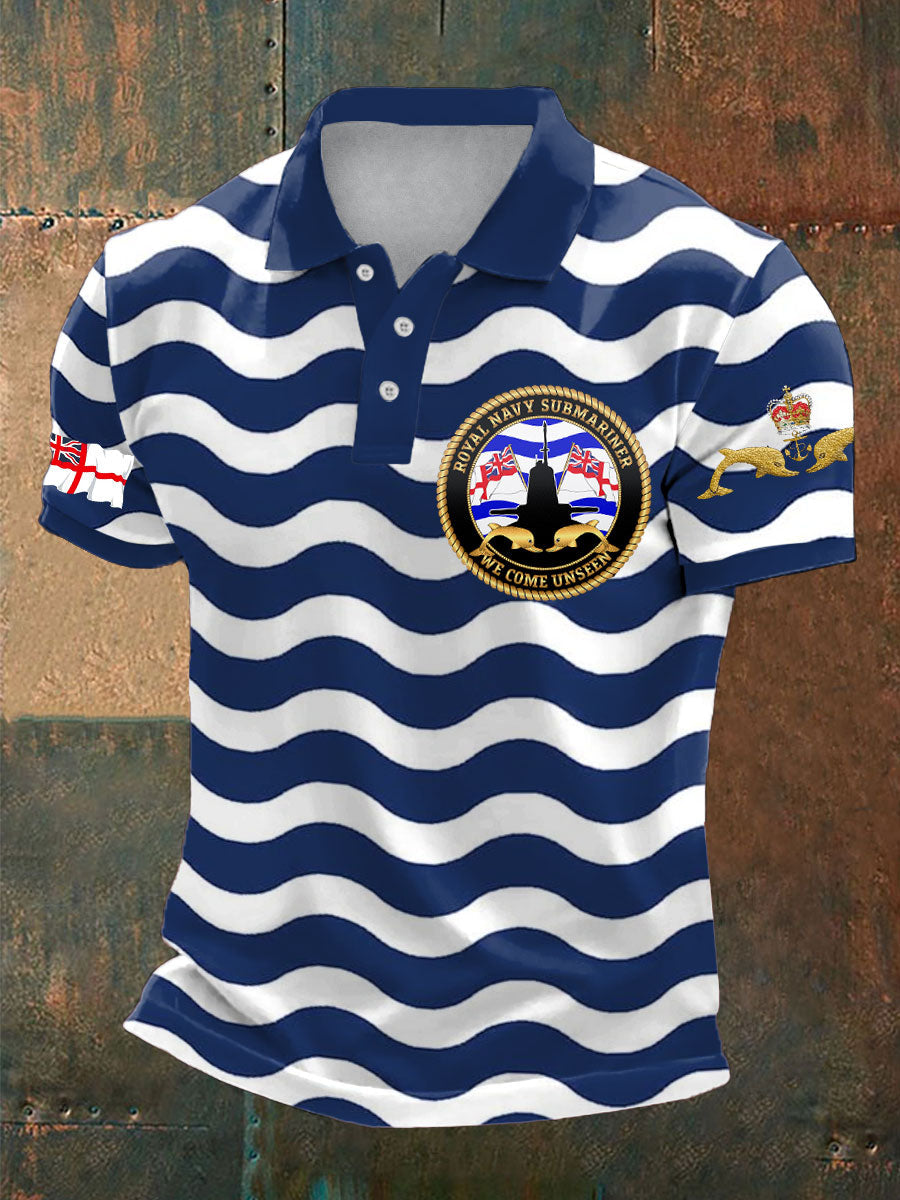 Men's Navy Veteran Submarine Printed Casual Tops