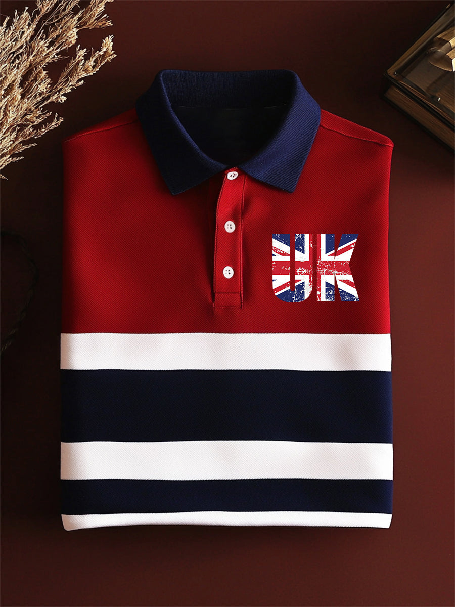 Men's United Kingdom Flag Business Style Short Sleeve T-Shirt