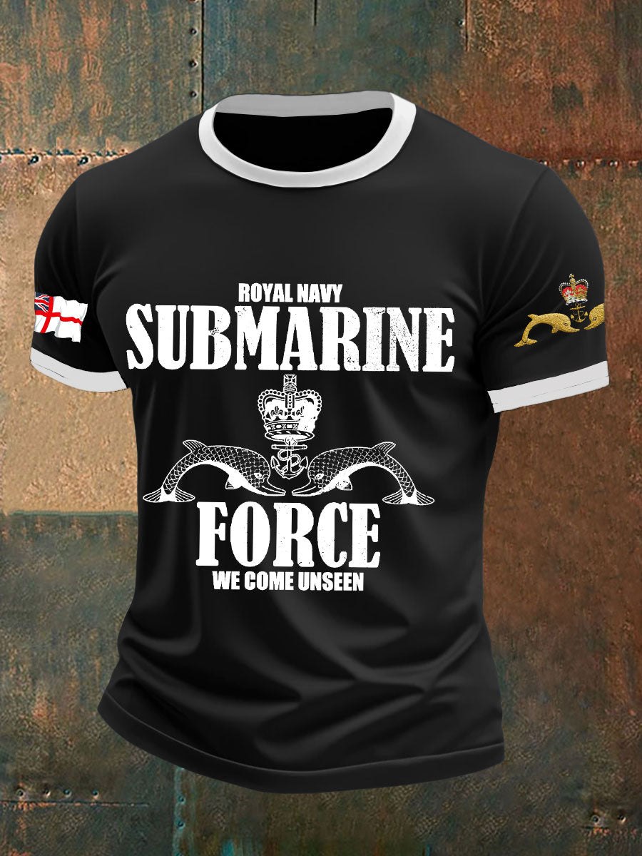 Men's Navy Veteran Submarine Printed T-shirt