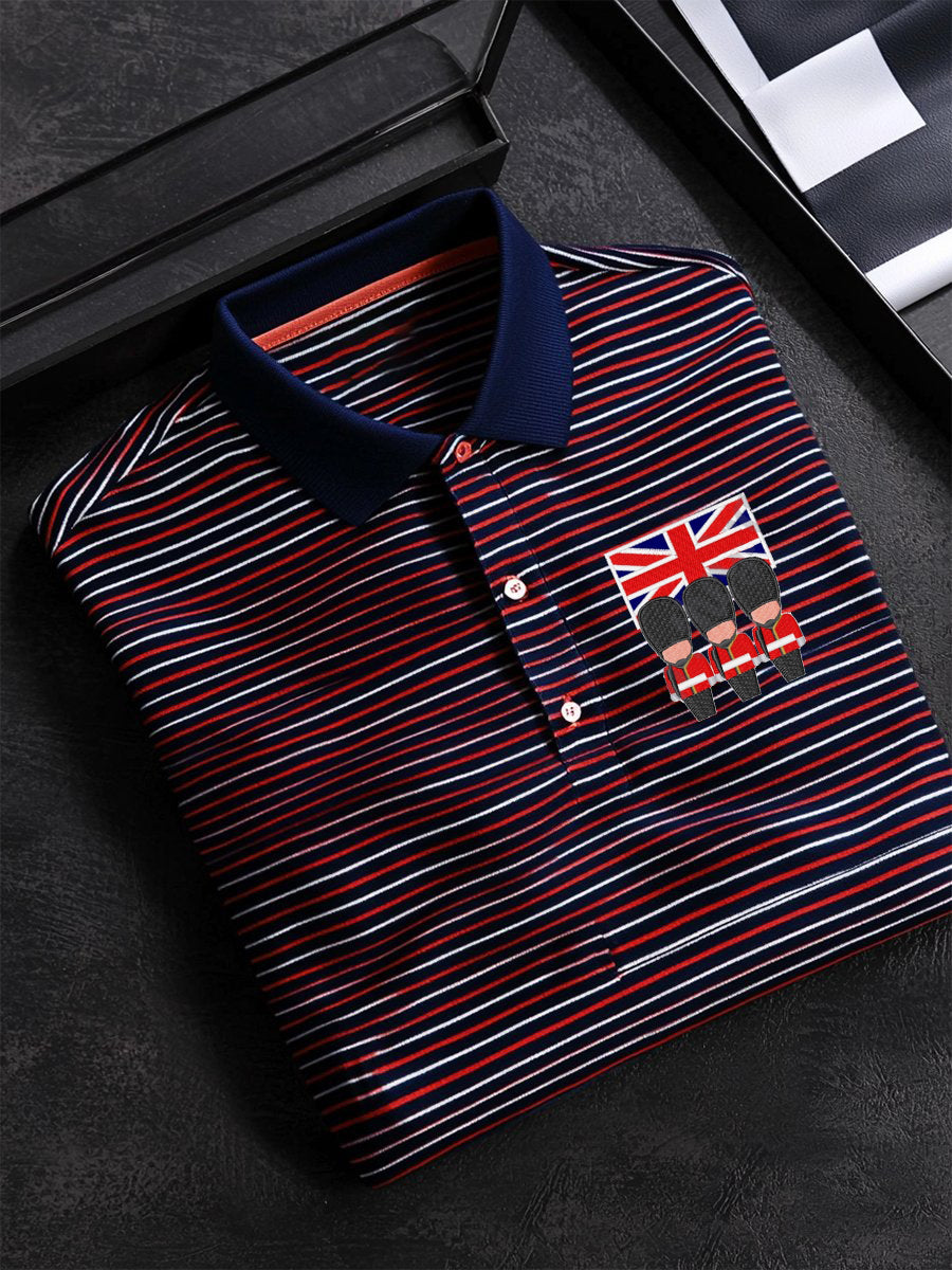 Men's United Kingdom Flag Business Style Stripes Short Sleeve T-Shirt