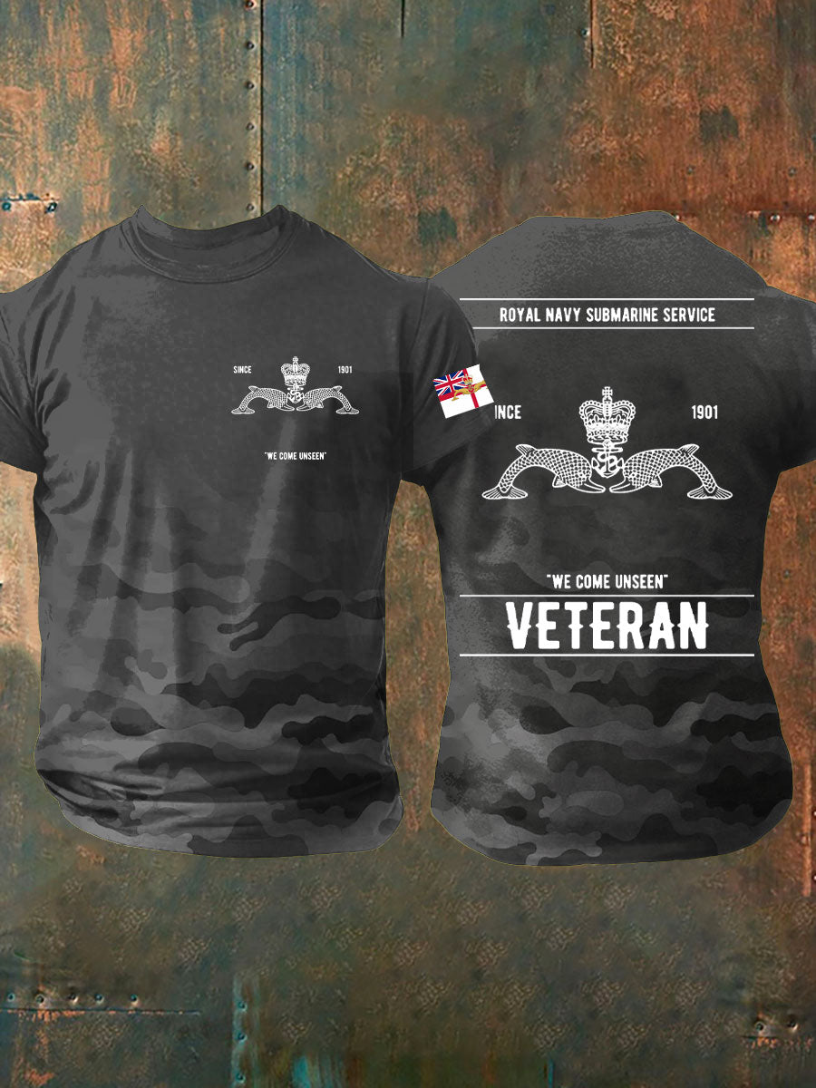 Men's Navy Veteran Submarine Printed T-shirt