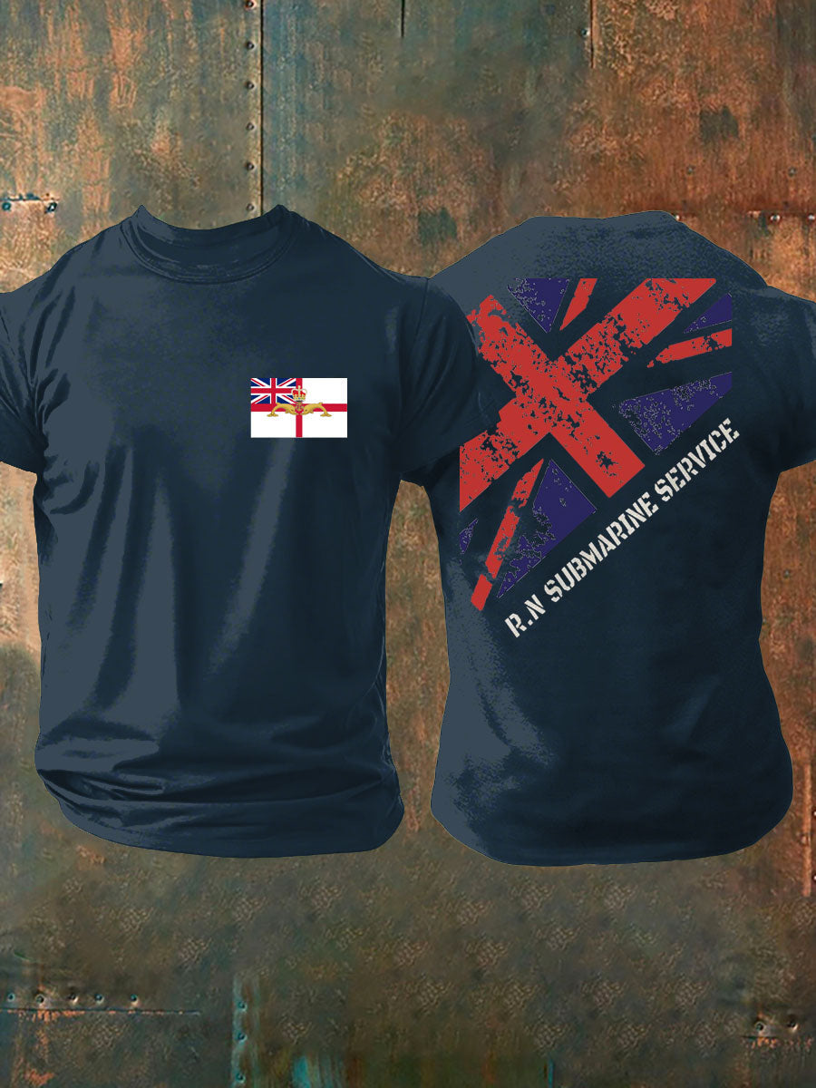 Men's Navy Veteran Submarine Printed T-shirt