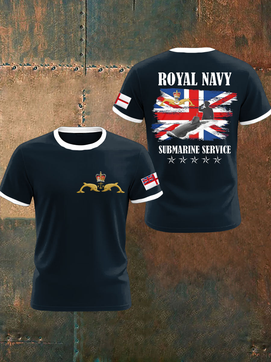 Men's Navy Veteran Submarine Printed Casual T-shirt