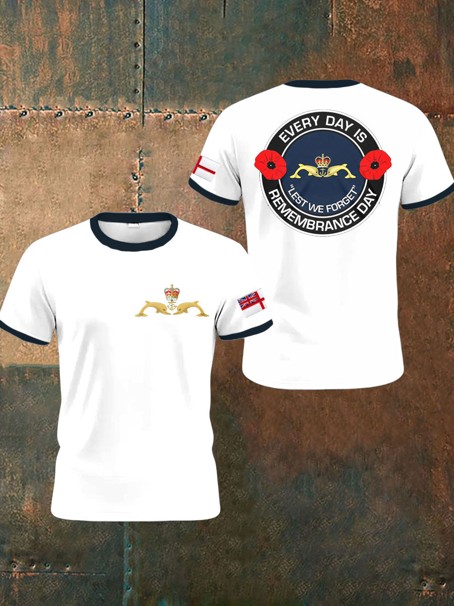 Men's Navy Veteran Submarine Printed Casual T-shirt