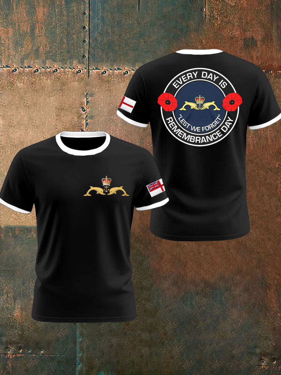 Men's Navy Veteran Submarine Printed Casual T-shirt