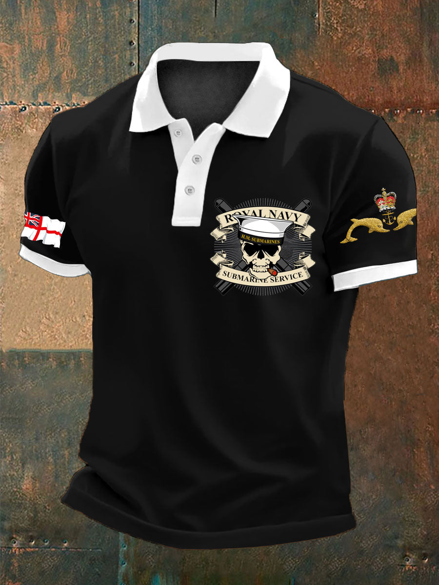 Men's Navy Veteran Submarine Printed Casual Tops