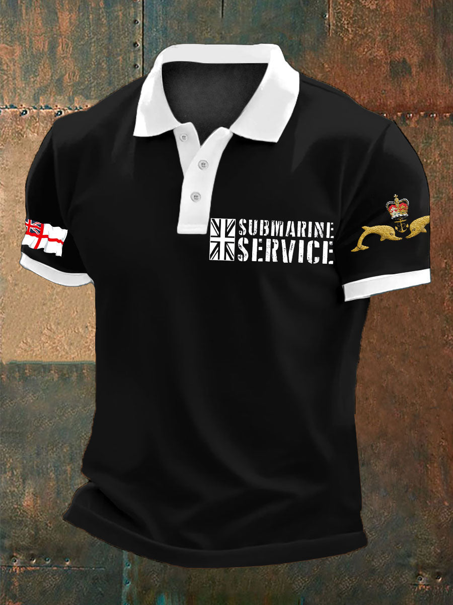 Men's Navy Veteran Submarine Printed Casual Tops