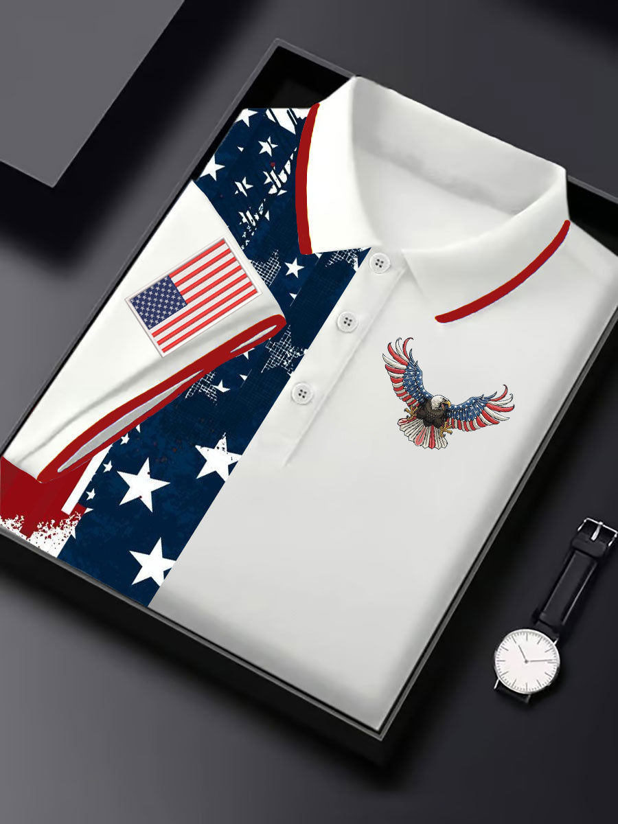 Men's Vintage American Flag Eagle Casual Shirt