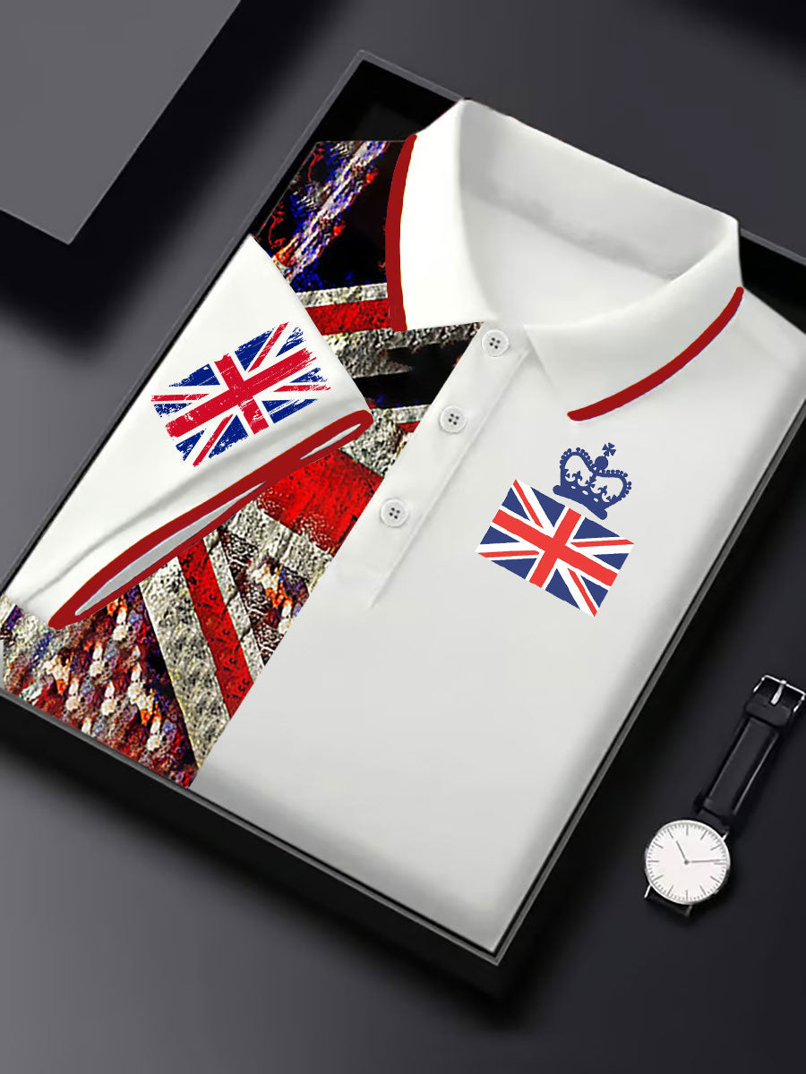 Men's Vintage England Flag Crown Casual Shirt