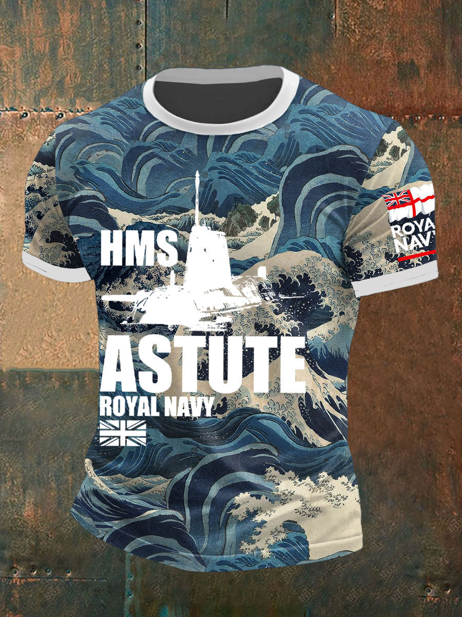 Men's Navy Veteran Submarine Printed T-shirt