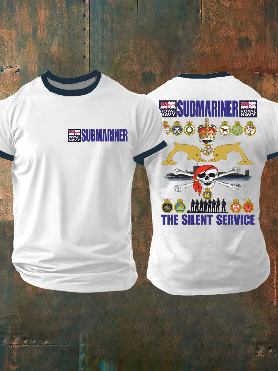 Men's Navy Veteran Submarine Printed T-shirt