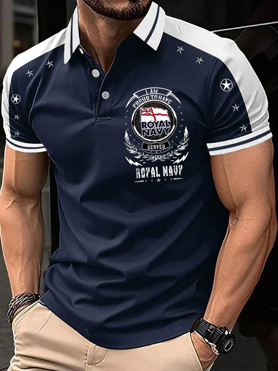Men's Navy Veteran Printed Casual Tops