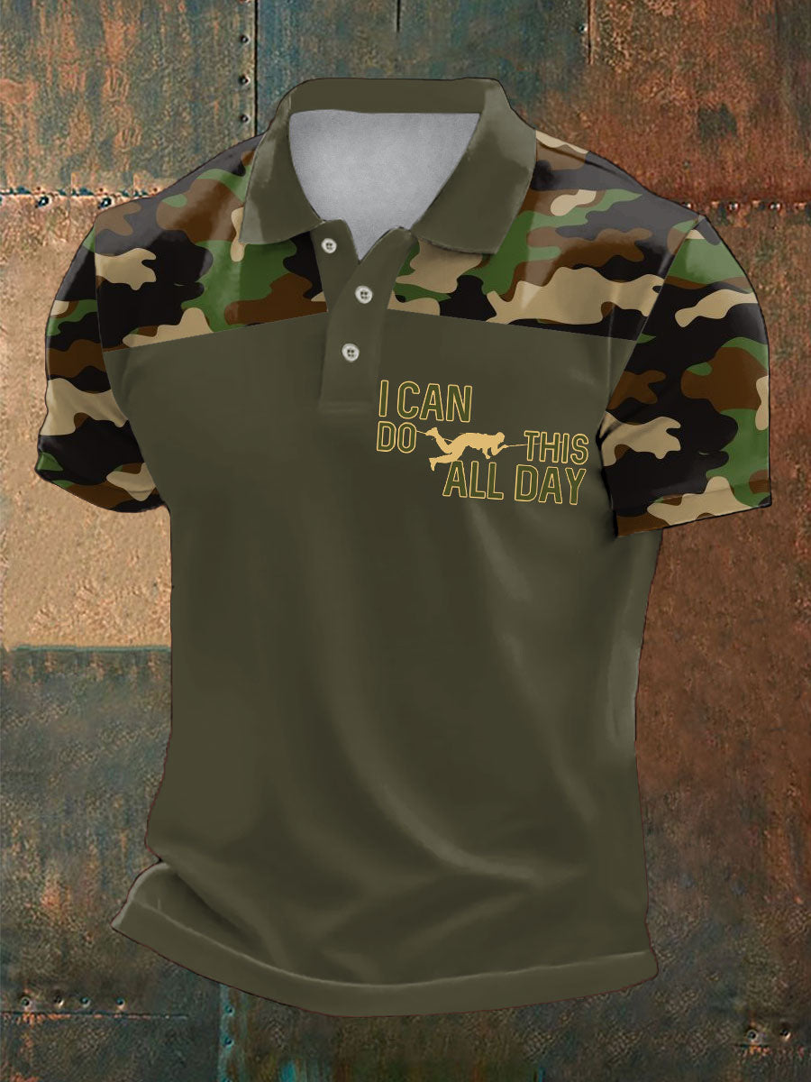 Men's Navy Veteran Marine Printed Casual Tops