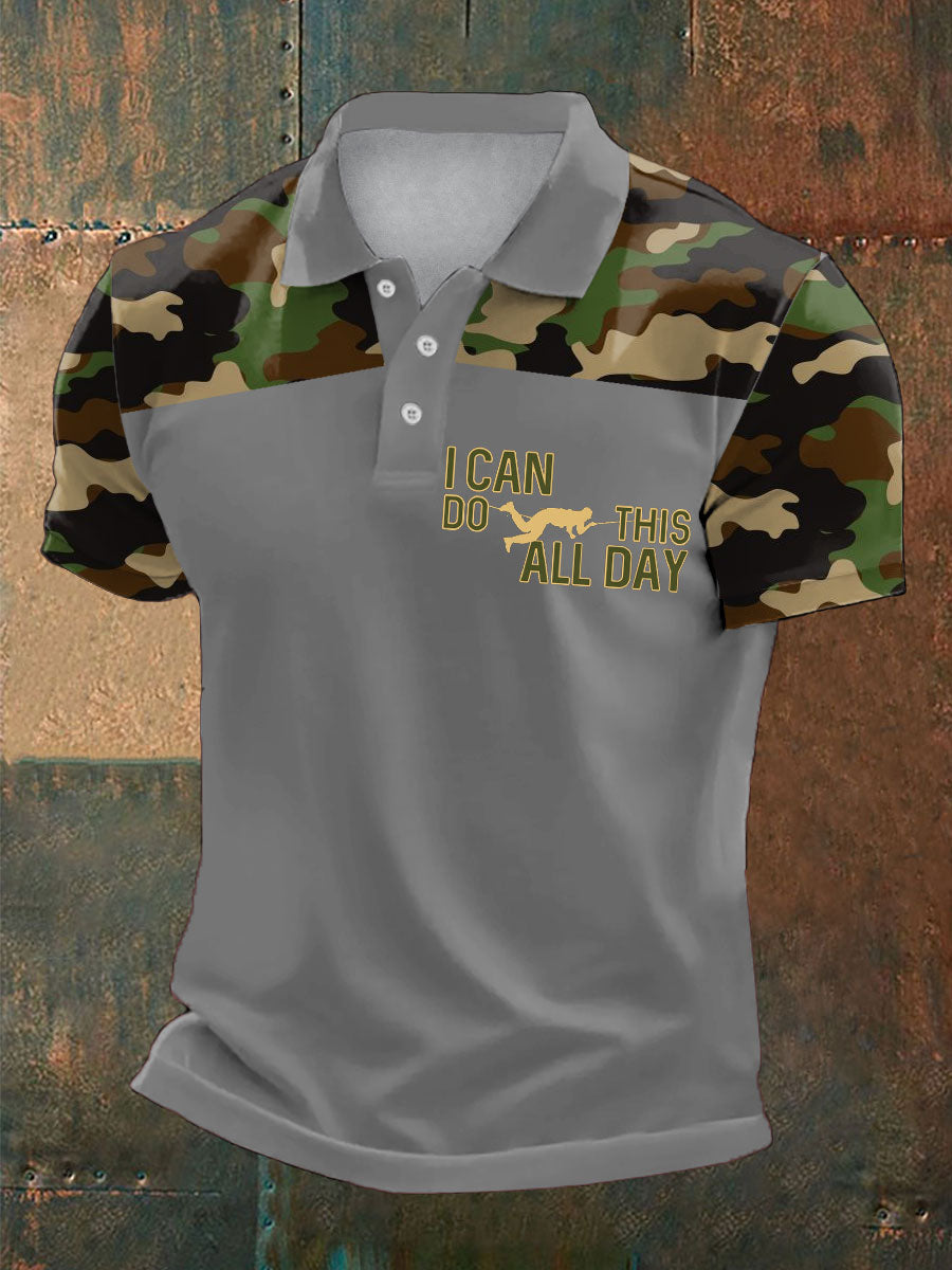 Men's Navy Veteran Marine Printed Casual Tops