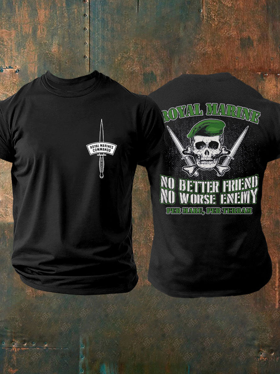 Men's Navy Veteran Marine Commando Printed Casual Tops