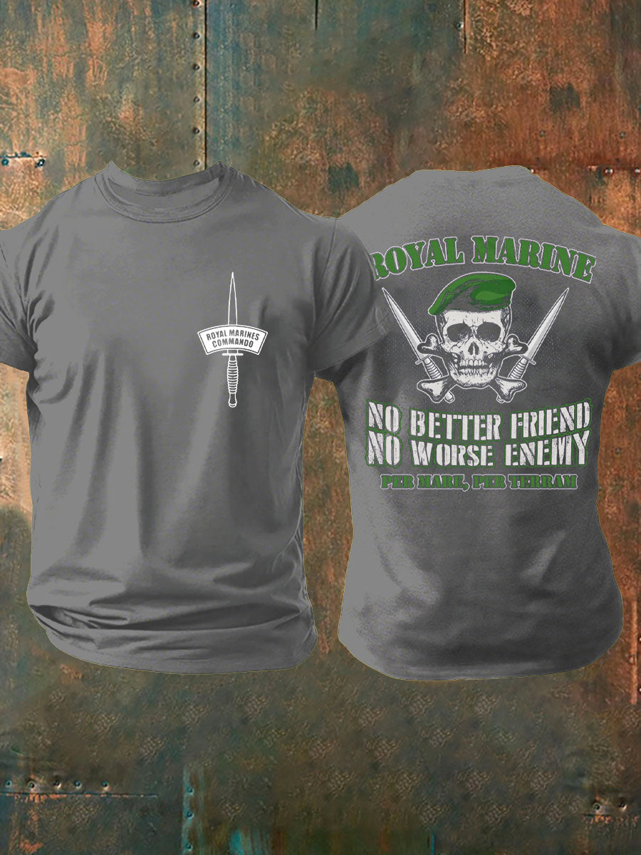 Men's Navy Veteran Marine Commando Printed Casual Tops