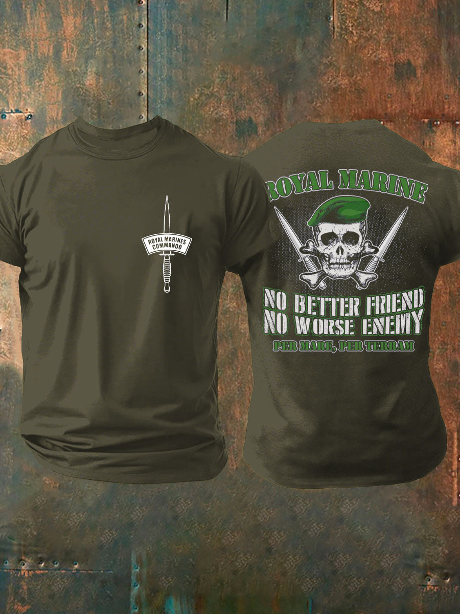 Men's Navy Veteran Marine Commando Printed Casual Tops