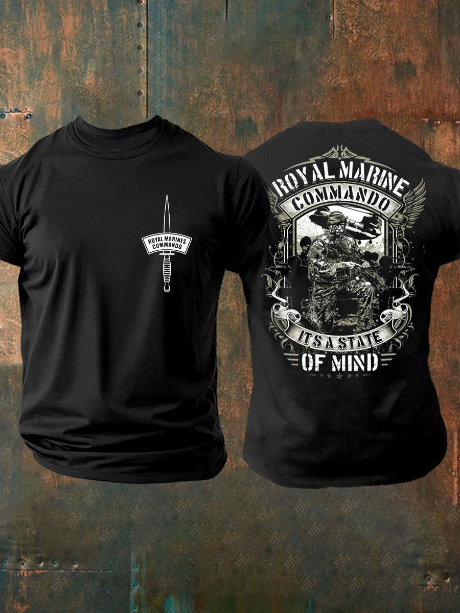 Men's Navy Veteran Marine Commando Printed Casual Tops