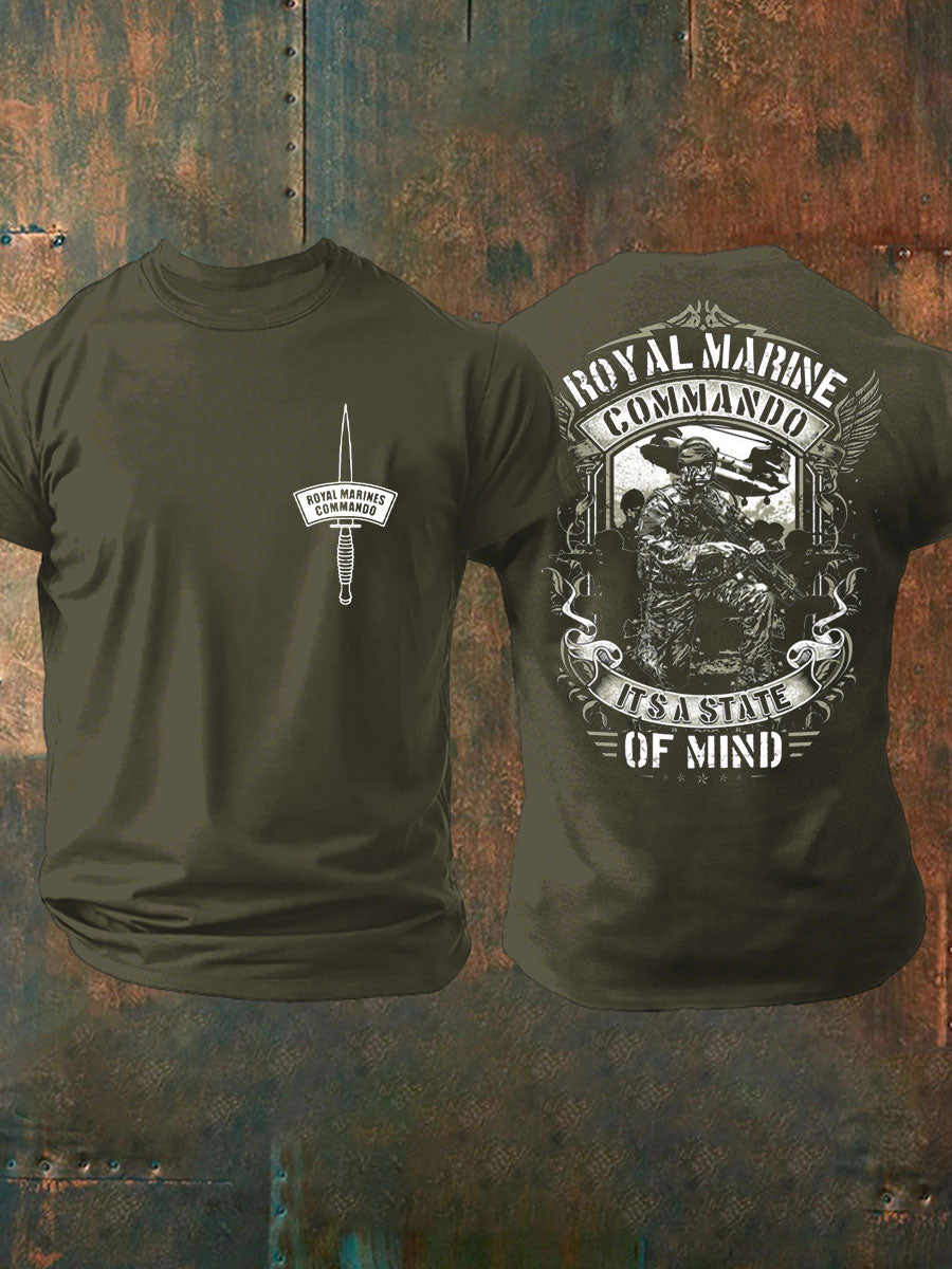 Men's Navy Veteran Marine Commando Printed Casual Tops