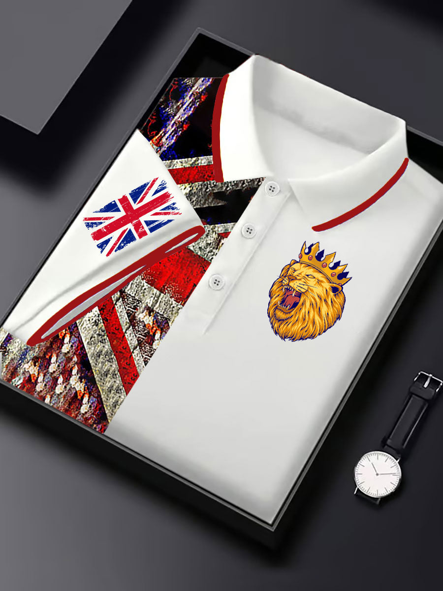 Men's Vintage England Flag Lion Casual Shirt